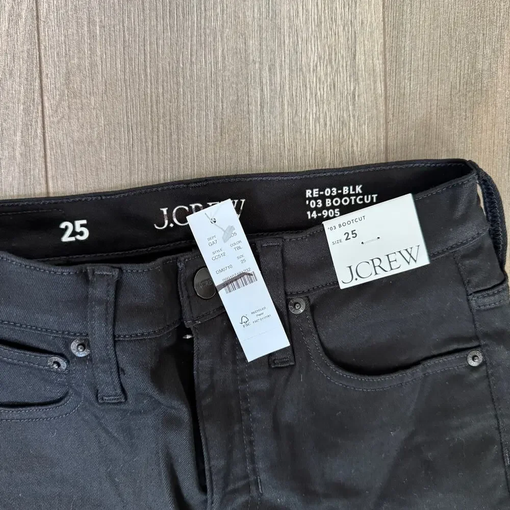 J.Crew 2003 Bootcut Jeans WMNS 25 Black High Rise Super Stretch Zip Fly 5-Pocket